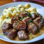 Simple Garlic Steak Bites And Creamy Potatoes