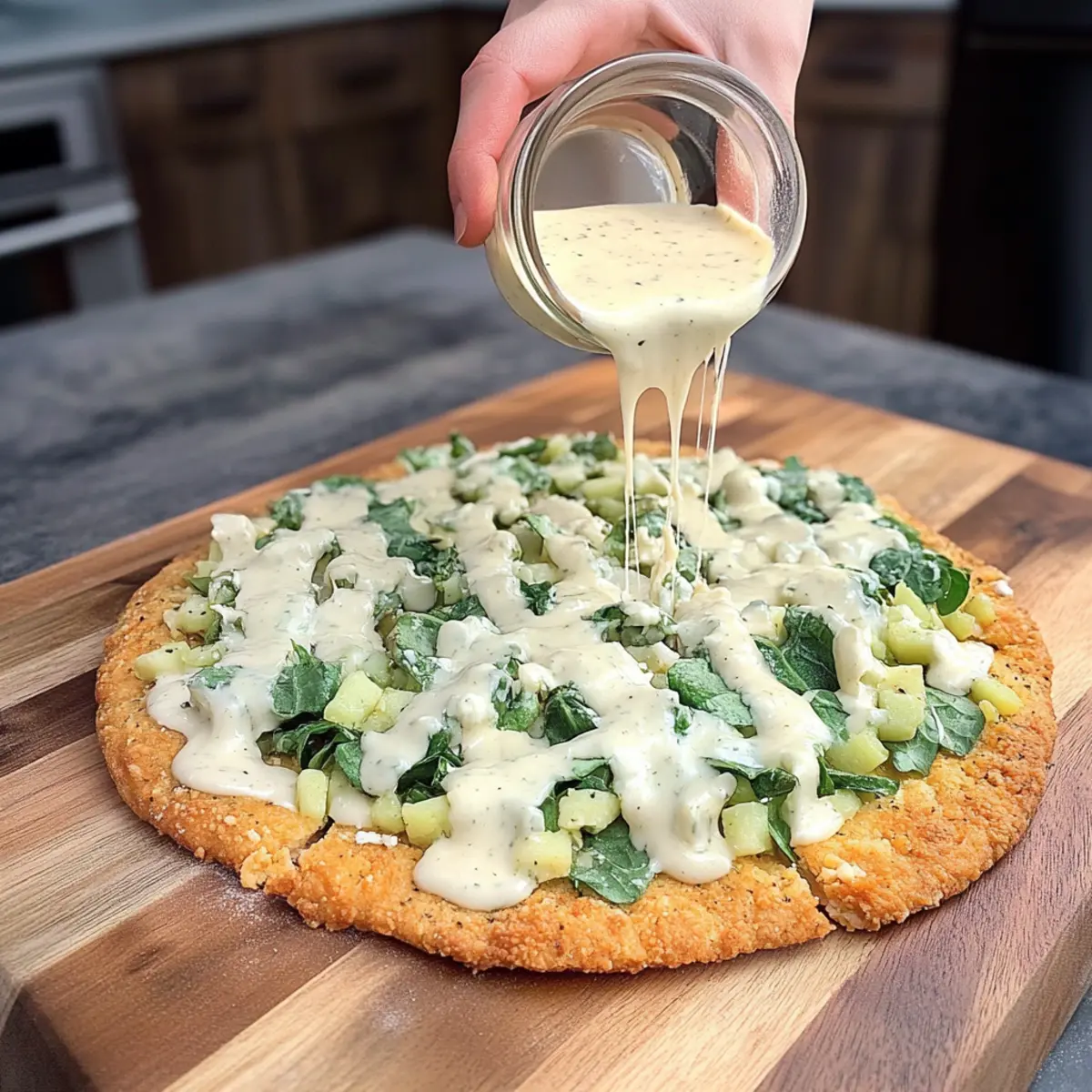 Indulgent Viral Chicken Crust Caesar Salad Pizza Recipe 3 mttvgraled2vv6ou79ge