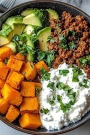 Sweet Potato & Ground Beef Protein Bowl with Cottage Cheese: A Flavorful Dinner Delight
